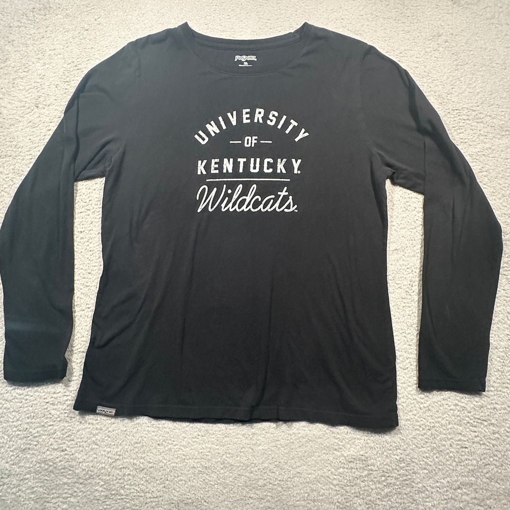 Jansport University of Kentucky UK Wildcats Women XL Black Long Sleeve Tee FLAW